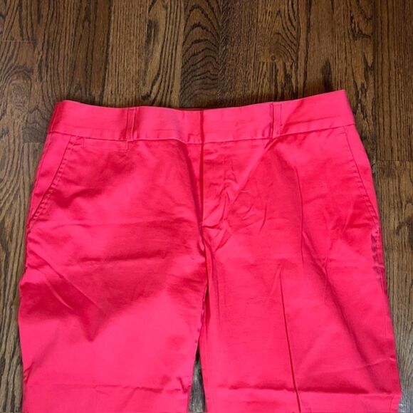 Banana Republic Sateen Crop Pants Bird of Paradise Pink Red Floral 10 Stretch - Picture 4 of 8